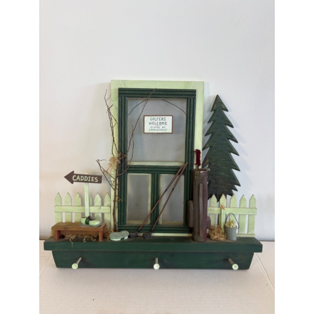 Ohio Wholesale Golfers Welcome Wood Wall Plaque Key Rack Screen Door Decor 21044